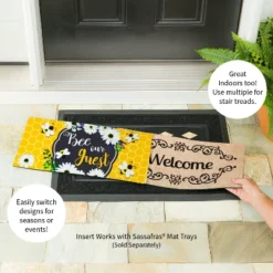 Evergreen Bee Our Guest Frame Sassafras Indoor Outdoor Switch Doormat 1'10"x10" Multicolored