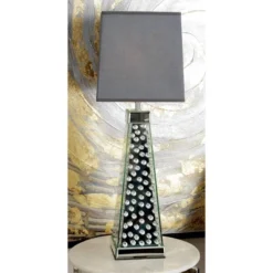 Contemporary Glass Mirrored Table Lamp Silver - Olivia & May -Interior furniture GUEST bc653f6c c7d0 408c aea0 41c8b65889ac