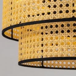 Ludomide 19" Boho Rattan Drum Flush Mount Ceiling Fans With Lights And Remote, Enclosed 2-Tier Woven Caged Low Profile Ceiling Fans For Kitchen -Interior furniture GUEST bcf65688 b065 49ff 9ae9 e91add968e30