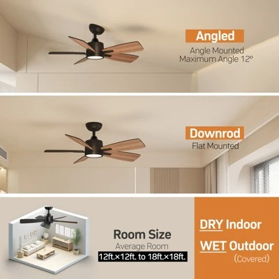 TALOYA 42 Inch Ceiling Fans With Lights,Ultra Quite Ceiling Fan With Light And Remote Control,Reversible, Dimmable,Modern Ceiling Fan For Home Black 4 TALOYA 42 Inch Ceiling Fans With Lights,Ultra Quite Ceiling Fan With Light And Remote Control,Reversible, Dimmable,Modern Ceiling Fan For Home Black - Image 2