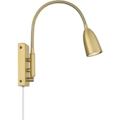 360 Lighting Lido Mid Century Modern Wall Lamp Warm Gold Plug-in 2 1/4" Fixture Adjustable Gooseneck For Bedroom Reading Living Room Hallway House -Interior furniture GUEST bdbf4a74 79f0 4402 9b61 d13b7c5037ce