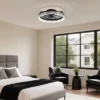 Ludomide Minimalist Flush Mount Ceiling Fan, Black Round Ceiling Fans With Lights And Remote, 20" Low Profile Dimmable Bladeless Caged Ceiling Fan -Interior furniture GUEST bdcd269a 1a77 44a1 8ba4 fc9b86ad15c2