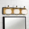 Possini Euro Design Carlyn Mid Century Modern Wall Light Brass Black Hardwire 26" 3-Light Fixture White Glass Globe Shade For Bedroom Bathroom Vanity -Interior furniture GUEST be827807 0bfe 414f 87c3 29e07a35fb15
