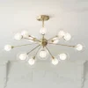 Possini Euro Design Modern Ceiling Light Semi Flush Mount Fixture Sputnik Brass 30 1/2" Wide 15-Light Double Glass Ball Hallway -Interior furniture GUEST bebecb67 d9ef 441c a3ad 605c70e9a30b