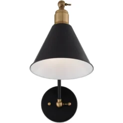 360 Lighting Wray Modern Industrial Wall Lamp Black Brass Hardwire 6" Light Fixture Adjustable Cone Shade For Bedroom Bathroom Reading Living Room -Interior furniture GUEST bfda63e0 be92 4035 8d48 a9fdf335d7ce