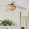 52" 5-Blade LED Rattan Lighted Ceiling Fan Tan: Reversible Motor, Pull Chain - River Of Goods -Interior furniture GUEST c043a424 dea7 4464 be2c ae966123d223