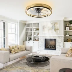 POWLIG 19.68" Gold Modern LED Ceiling Fan With Lights And Remote Control - 20W, Dimmable And Adjustable Color Temperatures -Interior furniture GUEST c141dd3f 4b40 49f4 a69d 5d01e26a00d9