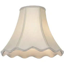 Imperial Shade Creme Small Scallop Bell Lamp Shade 5" Top X 12" Bottom X 10" Slant X 9.5 High (Spider) Replacement With Harp And Finial