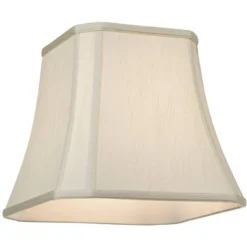 Springcrest Creme Small Square Cut Corner Lamp Shade 8" Top X 12" Bottom X 11" Slant X 10.5" High (Spider) Replacement With Harp And Finial