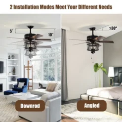 Tangkula 50" Ceiling Fan With Lights Reversible Blades W/ Pull Chain Control Living Room -Interior furniture GUEST c1c8db48 c1c3 44b5 8097 ca2f67fc8fbf