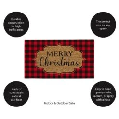 Evergreen Buffalo Check Christmas Indoor Outdoor Natural Coir Doormat 1'4"x2'4" Red -Interior furniture GUEST c22bbf96 8462 428d 8a89 e83e0f8c4955
