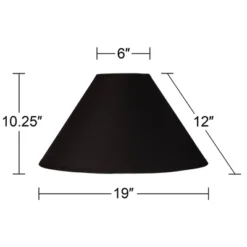 Springcrest Black Large Chimney Empire Lamp Shade 6" Top X 19" Bottom X 12" Slant (Spider) Replacement With Harp And Finial -Interior furniture GUEST c2e7f544 0778 4d91 bd0f 2c705649b9a5