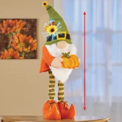 Collections Etc Extendable Fiber Optic Fall Gnome Porch Greeter 11 X 7 X 36