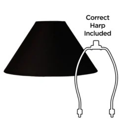 Springcrest Black Large Chimney Empire Lamp Shade 6" Top X 19" Bottom X 12" Slant (Spider) Replacement With Harp And Finial -Interior furniture GUEST c501dfec e1e5 42c0 bd73 76e21cbe24da