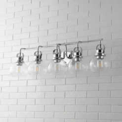 36.25" 5-Light Shirley Metal/Seeded Glass Vanity Light Chrome - JONATHAN Y: ETL Listed, LED Compatible -Interior furniture GUEST c54eb1bd 777a 4020 9d9b 715ee67f5575