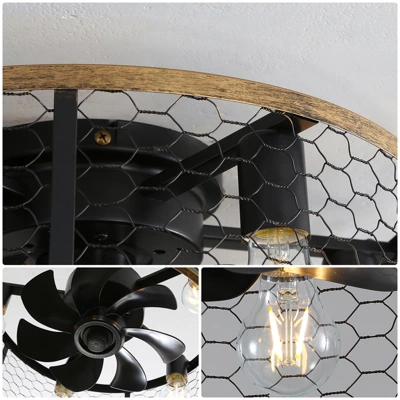 20 Inch Farmhouse Ceiling Fan Light Flush Mount Caged Lights Kit With Remote Control Modern Reversible Adjustable Chandelier Lamp Ceiling Fan 10 20 Inch Farmhouse Ceiling Fan Light Flush Mount Caged Lights Kit With Remote Control Modern Reversible Adjustable Chandelier Lamp Ceiling Fan - Image 8