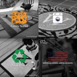 2'x3' ColorStar Deco Grid Door Mat Charcoal - Bungalow Flooring -Interior furniture GUEST c6b6a7a9 4eb4 46e4 adb5 94b131214201 1