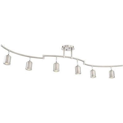 Pro Track Rhodes 6-Head LED Ceiling Track Light Fixture Kit Spot Light GU10 Silver Brushed Nickel Finish Metal Modern Kitchen Bathroom Dining 63" Wide 5 Pro Track Rhodes 6-Head LED Ceiling Track Light Fixture Kit Spot Light GU10 Silver Brushed Nickel Finish Metal Modern Kitchen Bathroom Dining 63" Wide - Image 3