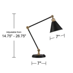 360 Lighting Wray 26 3/4" Tall Industrial Modern Desk Lamps Set Of 2 USB Port Adjustable Black Brass Finish Metal Home Office Living Room Charging -Interior furniture GUEST c783a13a a41c 4fc6 9f6f f030f6f1501a