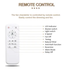 Bella Depot 52" Crystal Ceiling Fan With Light And Remote 6-Speed For Dining Room Bedroom -Interior furniture GUEST c80109c4 6844 4766 b0b3 b554c0b98337