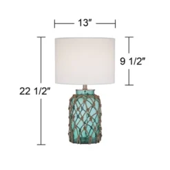 360 Lighting Nautical Accent Table Lamps 22.5" High Set Of 2 Coastal Blue Green Rope Net Off White Drum Shade For Living Room Family Bedroom -Interior furniture GUEST c8fe46d2 5df0 4373 aa17 26dea0bbd228