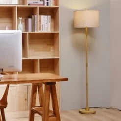 62" Cove Light Faux Wood Floor Lamp With Jute Shade - Globe Electric -Interior furniture GUEST c94e8fd7 03b7 40a9 af5b 839c657f566f