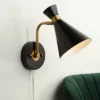 360 Lighting Venice Mid Century Modern Wall Lamp Matte Black Brass Plug-in 6 1/4" Light Fixture Adjustable Metal Cone Shade For Bedroom Living Room -Interior furniture GUEST ca9230ef 21db 4339 91c5 f47ee78199f9