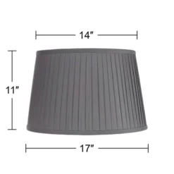 Springcrest 14" Top X 17" Bottom X 11" High X 11" Slant Lamp Shade Replacement Large Slate Gray Empire Round Modern Fabric Pleated Spider Harp Finial -Interior furniture GUEST cb078a77 e151 41fe 8b58 befddb57412a