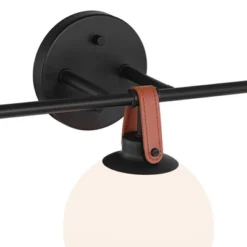 360 Lighting Nubuck 25 3/4" Wide Black And Brown Leather 3-Light Bath Light -Interior furniture GUEST ccc87945 439b 4f99 936b 43f100dedde6