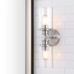 JONATHAN Y Jules Edison Cylinder 2-Light Iron/Seeded Glass Farmhouse Contemporary LED Wall Sconce -Interior furniture GUEST cd3c0f6a 7594 48c9 9659 de74c8e47c9e