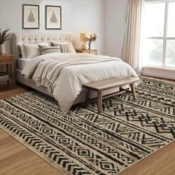 5x7 Washable Rugs Non Slip - Boho Geometric Area Rug For Living Room, Bedroom (Neutral) -Interior furniture GUEST cdabad1d 54fb 4247 b4eb 5abf61453275