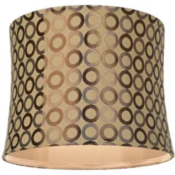 Springcrest Copper Circles Medium Drum Lamp Shade 13" Top X 14" Bottom X 11" High (Spider) Replacement With Harp And Finial