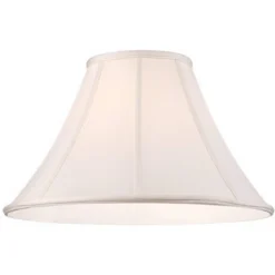 Springcrest Off-White Shantung Large Lamp Shade 7" Top X 18" Bottom X 10.5" High X 12" Slant (Spider) Replacement With Harp And Finial