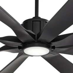 70" Possini Euro Design Defender Modern Indoor Outdoor Ceiling Fan With Dimmable LED Light Remote Control Matte Black Damp Rated For Patio Exterior -Interior furniture GUEST cea695f2 4ba4 4408 9486 3d5cc3fc08b6