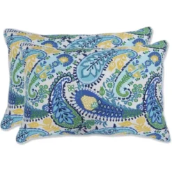 Amalia 2pc Outdoor/Indoor Throw Pillows Paisley Blue - Pillow Perfect -Interior furniture GUEST cec6d719 1fdf 4dc7 b923 d2762e0dbe79