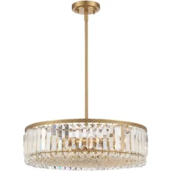 Stiffel Soft Gold Drum Pendant Chandelier 20 1/4" Wide Modern Clear Crystal 5-Light Fixture For Dining Room House Foyer Entryway -Interior furniture GUEST cf4cbcbb a013 4521 85e3 0a410f80b842