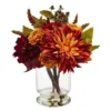 Nearly Natural 12-in Dahlia & Mum With Vase Arrangement