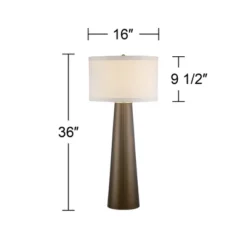 Possini Euro Design Karen Modern Table Lamp 36" Tall Dark Gold Glass With Table Top Dimmer Off White Fabric Drum Shade For Bedroom Living Room Bedside -Interior furniture GUEST cfef7d8d 90e2 4c2c b118 e2d6aa9110ee