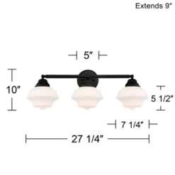 Possini Euro Design Astrid Modern Wall Light Black Metal Hardwire 27 1/4" 3-Light Fixture Opal White Glass Shade For Bedroom Bathroom Living Room -Interior furniture GUEST d0514348 7c6e 431e 8752 94d3df6411c4