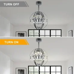 Bella Depot 20" Silver Metal Caged Ceiling Fan With Light And Remote Control -Interior furniture GUEST d108d1f7 279c 44d2 b3d1 98b7f4fcd4ec