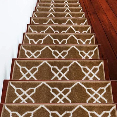 Sussexhome Zigzag Collection Non-Slip Carpet Stair Treads, 9" X 28" 3 Sussexhome Zigzag Collection Non-Slip Carpet Stair Treads, 9" X 28"