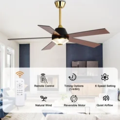 Bella Depot 52" Modern Ceiling Fan With Dimmable LED Light And Remote Control 6-speed Reversible Fan -Interior furniture GUEST d1b6bce4 8def 457d ba1c 8a296451540a