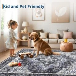 Machine Washable Area Rugs For Living Room Boho Vintage Soft Non-Slip Low Pile Distressed Carpet -Interior furniture GUEST d1b7cd96 cff9 4099 8608 4e3dc4fdca98
