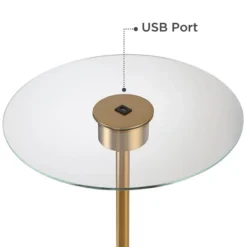 Possini Euro Design Volta Modern Floor Lamps With Tray Tables 66" Tall Set Of 2 Brass USB Charging Port White Drum Shade For Living Room Bedroom House -Interior furniture GUEST d1f7ba4a 8db8 47ac 8cfa 3adf6e57fc8e