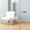 Possini Euro Design Vogue Modern Floor Lamp With Tray Table 60" Tall Brushed Nickel USB Charging Port Organza Outer White Inner Shade For Living Room -Interior furniture GUEST d2d3c9f4 8b40 4459 95b3 d0cb41644792