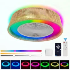 MAYEERTY Ceiling Fan Light 21 Modern Rustic With LED RGB Mood Lighting Rope Woven Design -Interior furniture GUEST d6307167 7adc 451c 9219 30b348c1cf9e