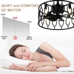 Bella Depot 19" Black Caged Ceiling Fan With Light And Remote 6-speed Reversible Fan For Bedroom Living Room -Interior furniture GUEST d6c2f80b 6cca 415a a426 b88c71fa706b