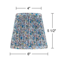 Springcrest 4" Top X 6" Bottom X 5 1/2" High X 5 1/2" Slant Print Lamp Shade Replacement Set Of 4 Small Blue Empire Modern Shirred Pleated Clip On -Interior furniture GUEST d6e6453f 5d93 48f1 bf0a 4ffda16b4cb3