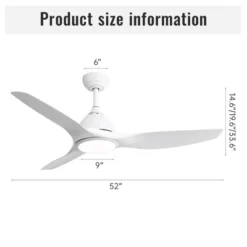 TOBILI 52 Inch Ceiling Fan With Light And 6-speed 3 ABS Fan Blades White For Bredoom Patio -Interior furniture GUEST d8352f19 ade3 4eea bf20 913d2ca1cc27