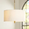 Possini Euro Design Warm Gold Pendant Chandelier 20" Wide Modern White Linen Drum Shade 4-Light Fixture For Dining Room Foyer Kitchen Island Entryway -Interior furniture GUEST d8e2f688 f502 4483 9755 79532599efe2
